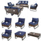 Festival Depot 10 Pcs Patio Conversation Sets Outdoor Furniture Sectional Corner Sofa with All-Weather PE Rattan Wicker Chair Loveseat, Coffee Table and Thick Soft Removable Couch Cushions (Blue)