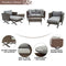 Festival Depot 8pcs Outdoor Furniture Patio Conversation Set Sectional Sofa Chairs with X Shaped Metal Leg All Weather Brown Rattan Wicker Ottoman Coffee Table with Grey Thick Seat Back Cushions