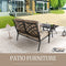 Festival Depot 2 Pieces Outdoor Furniture Patio Conversation Set Bistro Loveseat with Seat and Back Thick Cushions and Metal Coffee Table with Slatted Steel Tabletop for Backyard Porch Balcony