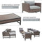 Festival Depot 10 Pieces Patio Conversation Set Outdoor Furniture Combination Sectional Sofa Loveseat Chaise All-Weather Wicker Metal Chairs with Seating Back Cushions Side Coffee Table,Gray