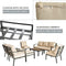 Festival Depot 10-Pieces Patio Outdoor Furniture Conversation Sets Loveseat Sectional Sofa, All-Weather Black X Slatted Back Chair with Coffee Table and Removable Couch Cushions (Beige)