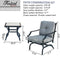 Festival Depot 3-Piece Outdoor Patio Armrest Chairs Set Garden Bistro Square Metal Table and Seating Set with Thick Cushions