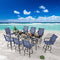 Festival Depot 11 Pcs Patio Dining Set Bar Height Stools Swivel Bistro Chairs with Armrest and Tempered Glass Top Table Metal Outdoor Furniture for Yard (8 Chairs, 3 Table, Blue)