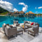 Festival Depot 10 Pieces Patio Conversation Set Outdoor Furniture Combination Sectional Sofa Loveseat Chaise All-Weather Wicker Metal Chairs with Seating Back Cushions Side Coffee Table,Gray