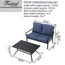 Festival Depot 2 Pieces Outdoor Furniture Patio Conversation Set Bistro Loveseat with Seat and Back Thick Cushions and Metal Coffee Table with Slatted Steel Tabletop for Backyard Porch Balcony