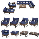 Festival Depot 14 Pcs Patio Conversation Sets Outdoor Furniture Sectional Corner Sofa with All-Weather PE Rattan Wicker Chair Coffee Table and Thick Soft Removable Couch Cushions (Blue)