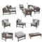 Festival Depot 10 Pieces Patio Conversation Set Outdoor Furniture Combination Sectional Sofa Loveseat Chaise All-Weather Wicker Metal Chairs with Seating Back Cushions Side Coffee Table,Gray