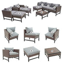 Festival Depot 10 Pieces Outdoor Furniture Patio Conversation Set Combination Sectional Sofa Loveseat All-Weather Wicker Metal Chairs with Seating Back Cushions Side Coffee Table,Gray
