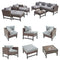 Festival Depot 10 Pieces Outdoor Furniture Patio Conversation Set Combination Sectional Sofa Loveseat All-Weather Wicker Metal Chairs with Seating Back Cushions Side Coffee Table,Gray