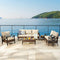 Festival Depot 8 Pcs Patio Outdoor Furniture Conversation Set Sectional Sofa with All-Weather Brown PE Rattan Wicker Back Chair, Coffee Side Table and Soft Thick Removable Couch Cushions