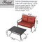 Festival Depot 2 Pieces Outdoor Furniture Patio Conversation Set Bistro Loveseat with Seat and Back Thick Cushions and Metal Coffee Table with Slatted Steel Tabletop for Backyard Porch Balcony