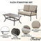 Festival Depot 2Pcs Patio Loveseat Set with Thick Cushions and Coffee Table Outdoor Metal Frame Seating Bench for Garden Bistro, Beige