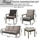 Sports Festival 14 Pieces Outdoor Sectional Sofa Furniture Set Include 6-Seats Dining Set, 5-Seats Loveseat Set Set with Metal Frame, Woven Wicker and Removable Back& Seat Cushions