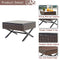Festival Depot 10pcs Outdoor Furniture Patio Conversation Set Sectional Corner Sofa Chairs with X Shape Metal Leg All Weather Brown Rattan Wicker Ottoman Side Coffee Table with Grey Seat Back Cushions