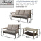 Festival Depot 3pcs Patio Conversation Set Wicker Armchair All Weather Rattan Loveseat 3-Seater Sofa with Grey Thick Cushions and Coffee Table in Metal Frame Outdoor Furniture for Deck Poolside