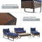 Festival Depot 7 Pieces Patio Conversation Sets Outdoor Furniture Sectional Sofa with All-Weather PE Rattan Wicker Back Chair, Coffee Table and Thick Soft Removable Couch Cushions(Blue)