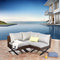 Festival Depot 3 Pieces Patio Conversation Set Sectional Corner Sofa Combination X-Shaped Legs Outdoor All-Weather Wicker Metal Armless Chairs with Seating Back Cushions Garden Deck Poolside
