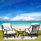 Festival Depot 3-Piece Outdoor Patio Dining Chairs Set Garden Bistro Square Metal Table and Seating Set with Thick Cushions