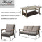 Festival Depot 4 Pieces Patio Outdoor Conversation Chairs Loveseat Set with Coffee Rectangle Table Metal Frame Furniture Garden Bistro Seating Thick Soft Cushions