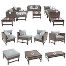 Festival Depot 12 Pieces Patio Conversation Set Outdoor Furniture Combination Sectional Corner Sofa All-Weather Woven Wicker Metal Armchairs with Seating Back Cushions Side Coffee Table Ottoman,Gray