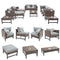 Festival Depot 12 Pieces Patio Conversation Set Outdoor Furniture Combination Sectional Corner Sofa All-Weather Woven Wicker Metal Armchairs with Seating Back Cushions Side Coffee Table Ottoman,Gray
