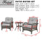 Festival Depot 3 Pieces Patio Bistro Set PE Wicker Armchairs Set of 2 with Tempered Glass Top Side Table Outdoor Furniture Conversation Set (Brown Wicker, Grey Cushion)
