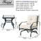 Festival Depot 3-Piece Outdoor Patio Armrest Chairs Set Garden Bistro Square Metal Table and Seating Set with Thick Cushions