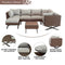 Festival Depot 7pcs Outdoor Furniture Patio Conversation Set Sectional Corner Sofa Chairs with X Shaped Metal Leg All Weather Brown Rattan Wicker Ottoman Side Coffee Table with Grey Seat Back Cushions