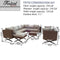 Festival Depot 10pcs Outdoor Furniture Patio Conversation Set Sectional Corner Sofa Chairs with X Shape Metal Leg All Weather Brown Rattan Wicker Ottoman Side Coffee Table with Grey Seat Back Cushions