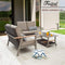 Festival Depot 3 Pcs Patio Conversation Set 2 Wicker Chairs All Weather Rattan Loveseats with Thick Cushions and Coffee Table in Metal Frame Outdoor Furniture for Deck Garden, Gray