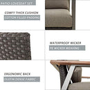 Festival Depot 4-Pieces Patio Outdoor Conversation Loveseats Chairs Set with Coffee Rectangle Table Metal Frame Furniture Garden Bistro Seating Thick Soft Cushions (4pc Patio Loveseat Set)