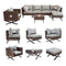 Festival Depot 7pcs Outdoor Furniture Patio Conversation Set Sectional Corner Sofa Chairs with X Shaped Metal Leg All Weather Brown Rattan Wicker Ottoman Side Coffee Table with Grey Seat Back Cushions