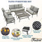 Festival Depot 6Pcs Outdoor Furniture Patio Conversation Set All Weather Black Metal Armchairs Loveseat with Seat and Back Cushions, 3-Seating Chair, Rectangle Coffee Table for Deck Lawn Garden