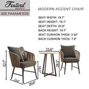 Festival Depot 3 Pieces Patio Furniture Outdoor Bistro Set Iron Desktop Wood Grain Circle Coffee Side Table Slatted Steel Frame