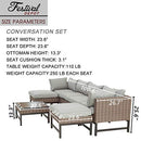 Festival Depot 7 Pieces Patio Outdoor Furniture Conversation Sets Sectional Corner Sofa with Wicker Chairs, Ottoman, Coffee Table and Seating Thick Soft Cushion(Grey)