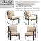 Festival Depot 10-Pieces Patio Outdoor Furniture Conversation Sets Loveseat Sectional Sofa, All-Weather Black X Slatted Back Chair with Coffee Table and Thick Removable Couch Cushions (Beige)