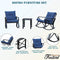 Festival Depot 3-Piece Patio Outdoor Rocking Chairs Wicker Rattan Bistro Furniture Conversation Sets with Coffee Table and Thick Blue Cushions for Porch Lawn Garden Balcony Pool Backyard