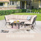 Festival Depot 7pcs Patio Conversation Set Sectional Chairs with Thick Cushions Corner Sofas and Side Coffee Table All Weather Metal Outdoor Furniture for Garden Backyard, Beige