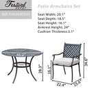 Festival Depot 5 Piece Patio Dining Set Metal Chairs with Seat Cushions and Round Iron Table with Umbrella Hole All Weather Outdoor Furniture for Bistro Deck Garden