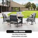 Festival Depot Patio Conversation Set Outdoor Furniture 50,000 BTU Propane Fire Pit Table Gas and Armrest Chair with Thick & Soft Cushions for Garden, Pool, Backyard