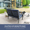 Festival Depot 2 Pieces Outdoor Furniture Patio Conversation Set Bistro Loveseat with Seat and Back Thick Cushions and Metal Coffee Table with Slatted Steel Tabletop for Backyard Porch Balcony