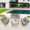 Festival Depot 4 Pieces Patio Conversation Set Metal Loveseats Wicker Back 3-Seater Sofa with Thick Cushions and Coffee Table Outdoor Furniture for Deck Garden (4pc Patio Loveseat Set 2)