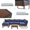 Festival Depot 7 Pieces Patio Outdoor Furniture Conversation Sets Chairs Sectional Corner Sofa, All-Weather Wicker Back Chair with Coffee Square Table and Thick Soft Removable Couch Cushions (Blue)