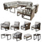 Festival Depot 13Pc Outdoor Furniture Patio Conversation Set Sectional Corner Sofa Chairs All Weather Wicker Ottoman Metal Frame Slatted Coffee Table with Thick Grey Seat Back Cushions Without Pillows