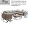 Festival Depot 8pcs Outdoor Furniture Patio Conversation Set Sectional Corner Sofa Chairs with X Shaped Metal Leg All Weather Brown Rattan Wicker Rectangle Coffee Table with Grey Seat Back Cushions