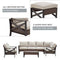 Festival Depot 7 Pcs Patio Outdoor Furniture Conversation Set Sectional Corner Sofa with All-Weather Brown Wicker Back Chair, Coffee Side Table, Ottoman and Soft Thick Removable Couch Cushions