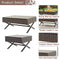 Festival Depot 12pcs Outdoor Furniture Patio Conversation Set Sectional Corner Sofa Chairs with X Shaped Metal Leg All Weather Brown Rattan Wicker Rectangle Coffee Table with Grey Seat Back Cushions