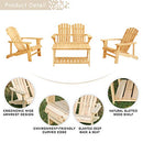 Charming 4 Piece Wooden Adirondack Patio Set with Loveseat and Coffee Table