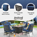 Festival Depot Patio Conversation Set Outdoor Furniture 50,000 BTU Propane Fire Pit Table Gas and Armrest Chair with Thick & Soft Cushions for Garden, Pool, Backyard