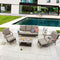 Festival Depot 6pcs Patio Conversation Set All Weather Metal Armchair Rattan Wicker Ottoman 3-Seater Sofa with Grey Thick Seat Back Cushions and Coffee Table Outdoor Furniture for Garden Deck